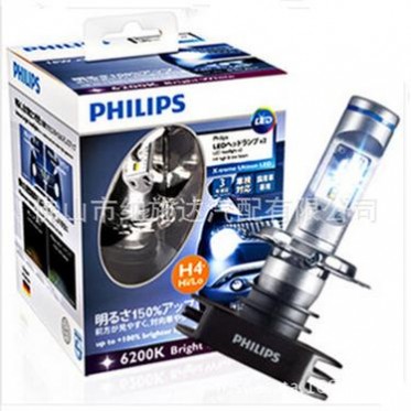 飞利浦超高亮LED H4远近一体大灯增亮150%炫白光6200Kled车灯