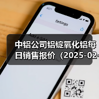 中铝公司铝锭氧化铝每日销售报价（2025-02-20）（图1）