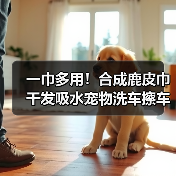 一巾多用！合成鹿皮巾干发吸水宠物洗车擦车神器（图1）