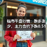 铝市午盘行情:跌多涨少,主力合约下跌0.51%(图1) 铝市午盘行情:跌多涨少,主力合约下跌0.51%(图1)